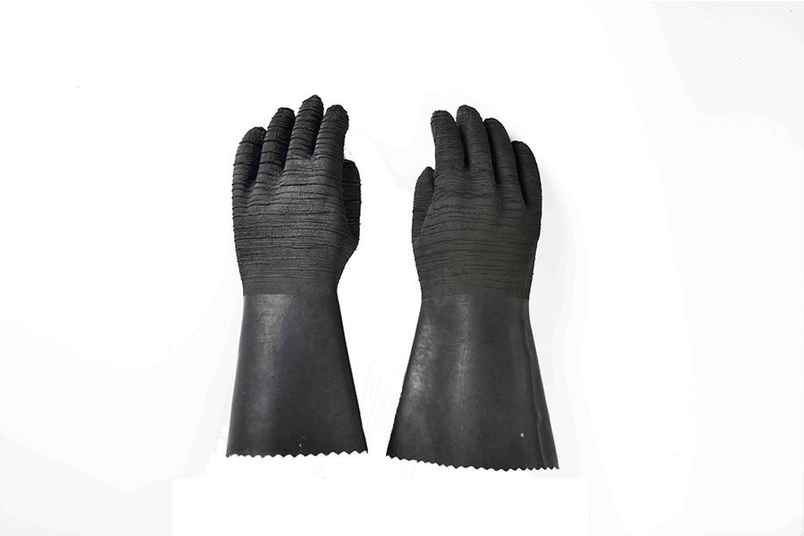 6514 crinkled finish rubber glove 14”