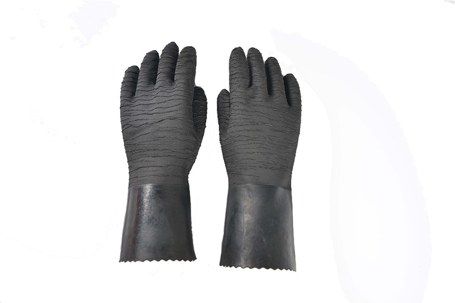 6512 crincled finish rubber glove 12”